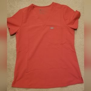 Figs Catarina One pocket scrub top, women's small, clay